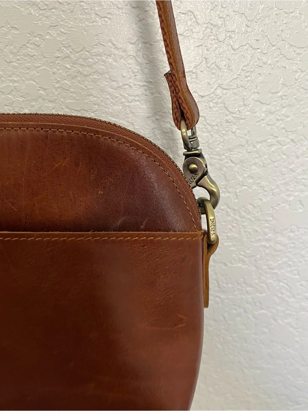 S-ZONE LEATHER Women's Brown Leather Crossbody Bag - Classic Casual Style